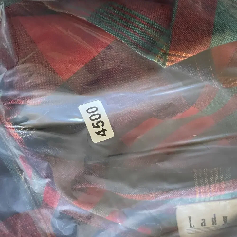 Vintage Lady Dorby Linen Dress Women 20WP Plaid Midi Shawl Collar Cottage NEW - Picture 14 of 14